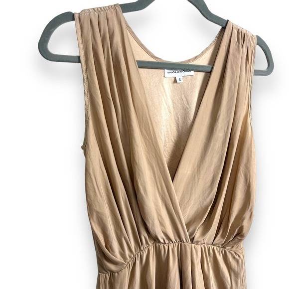 Amanda Uprichard Dress Womens Small Nude Silk Sleeveless Romantic Faux Wrap - Picture 4 of 13